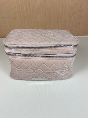 Tartan + Twine Velvet Makeup Train Case/Organizer Blush Pink Double Zip